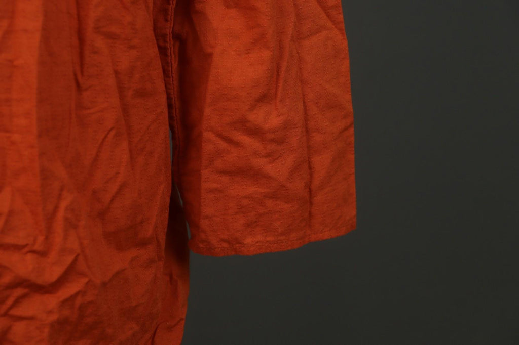 GUDRUN SJODEN Orange Cotton Long Sleeve V-Neck Button Front Shirt Dress – Size M