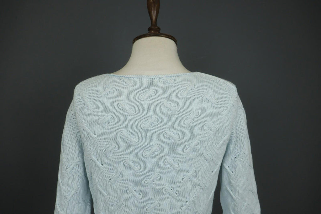 JOHNSTONES Blue Cotton Chunky Knit Long Sleeve Crew Neck Pullover Sweater – Size M