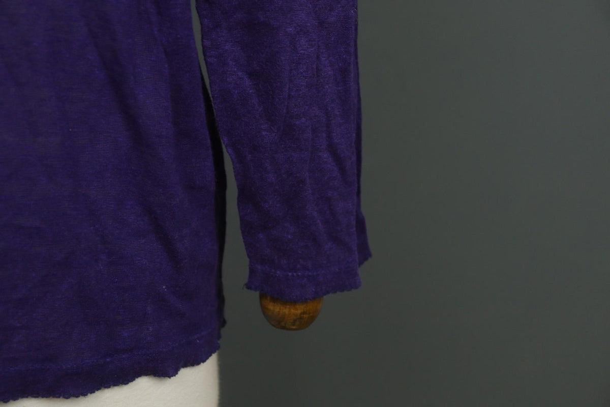 GUDRUN SJODEN Purple 100% Linen Stretch Round Neck Button Front Shirt Top – Size L