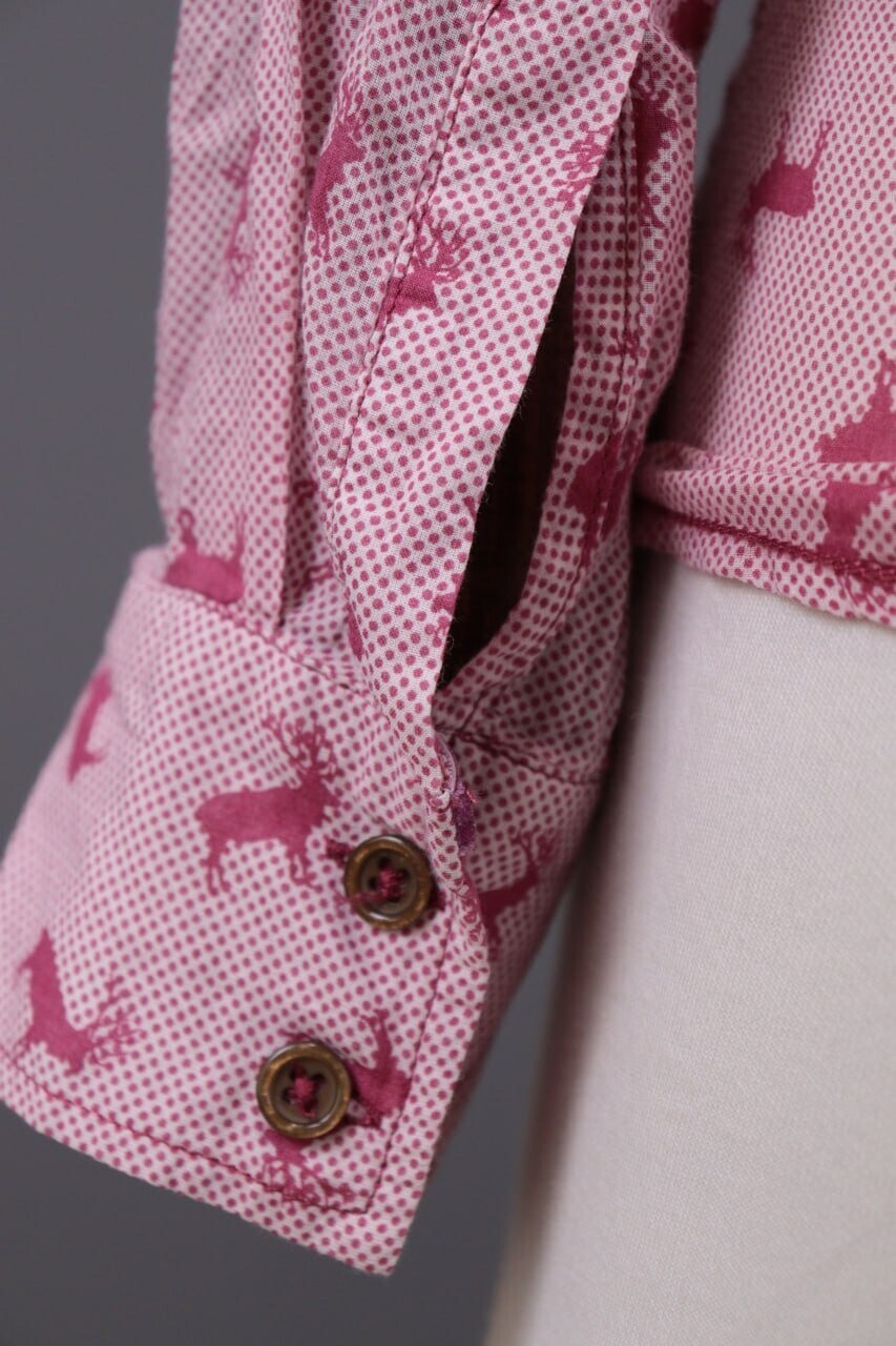 Emily Van Den Bergh Pink Deer Print Long Sleeve Blouse Shirt – Size 36 / S
