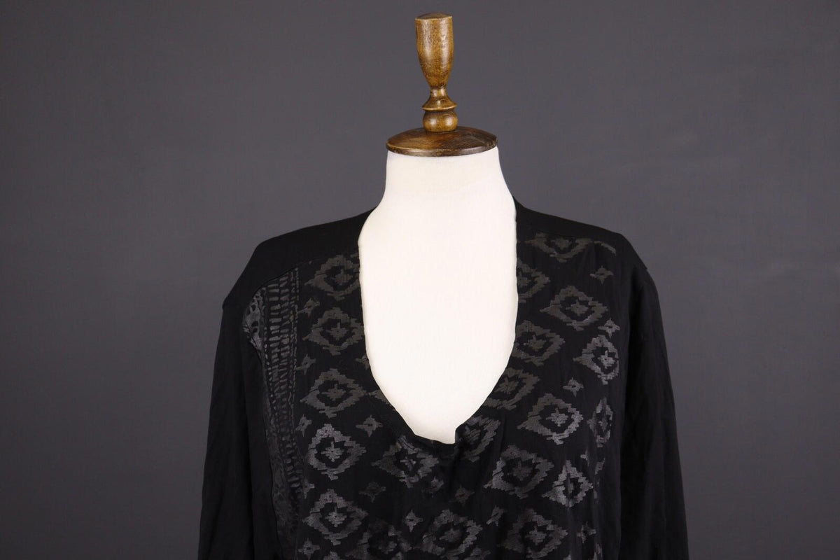 BARBARA SPEER Black Lagenlook Oversize Kaftan Midi Dress Tunic – Size L