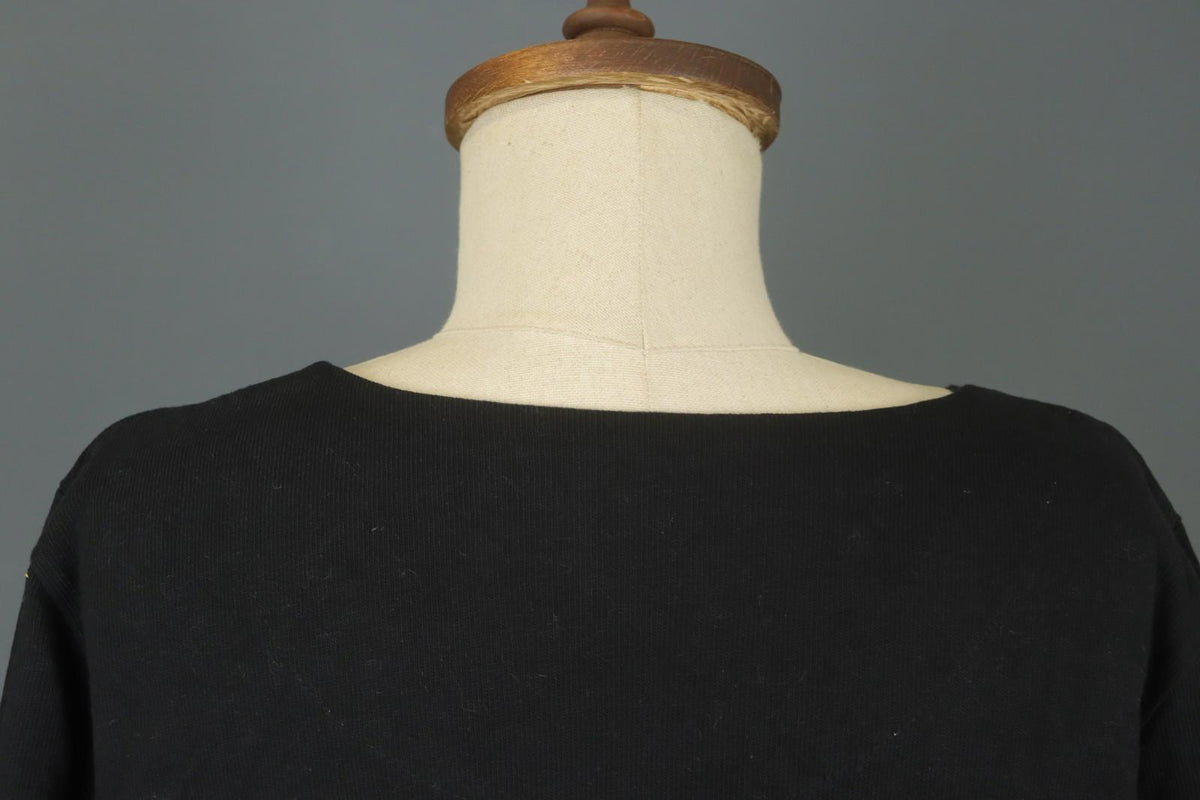 GUDRUN SJODEN Black Cotton Long Sleeve Round Neck Slit Pullover Sweater – Size M
