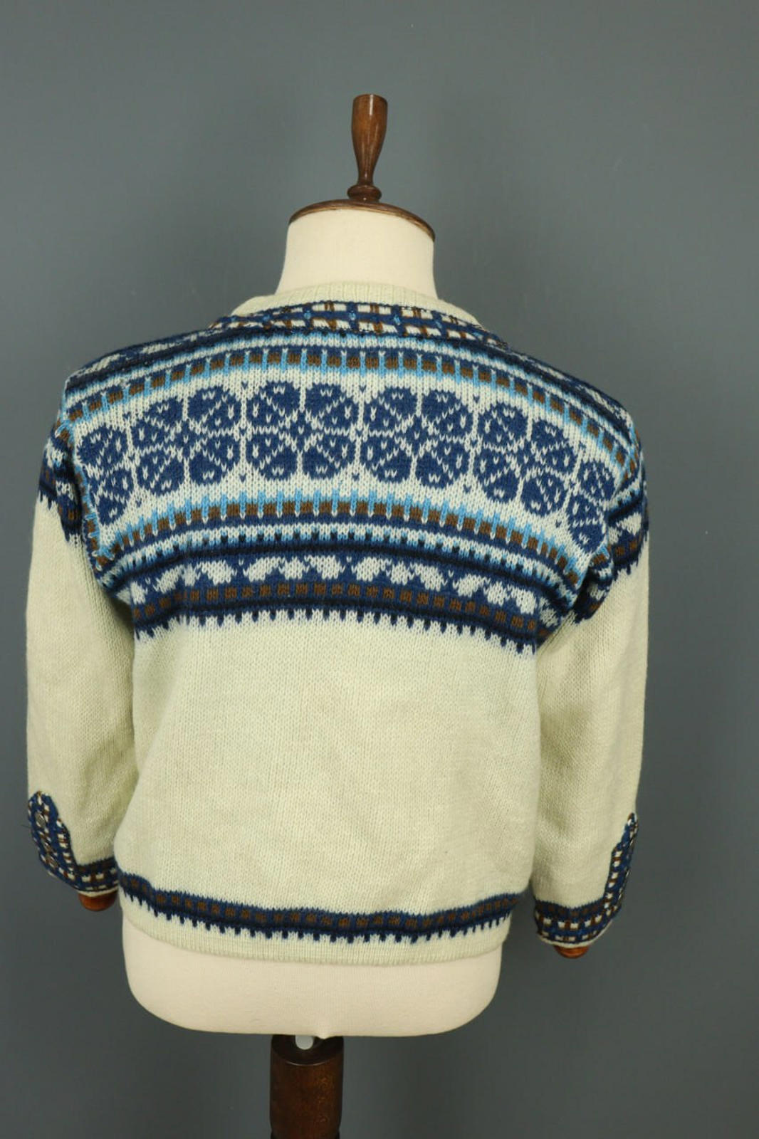 NORLAENDER Sportswear Beige Fair Isle Wool Knit Clasp Ski Cardigan Sweater 50 [COPY]