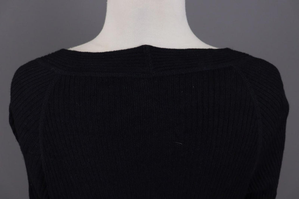 ANNETTE GORTZ Black Ribbed Cashmere Knit Cardigan Sweater – Size L