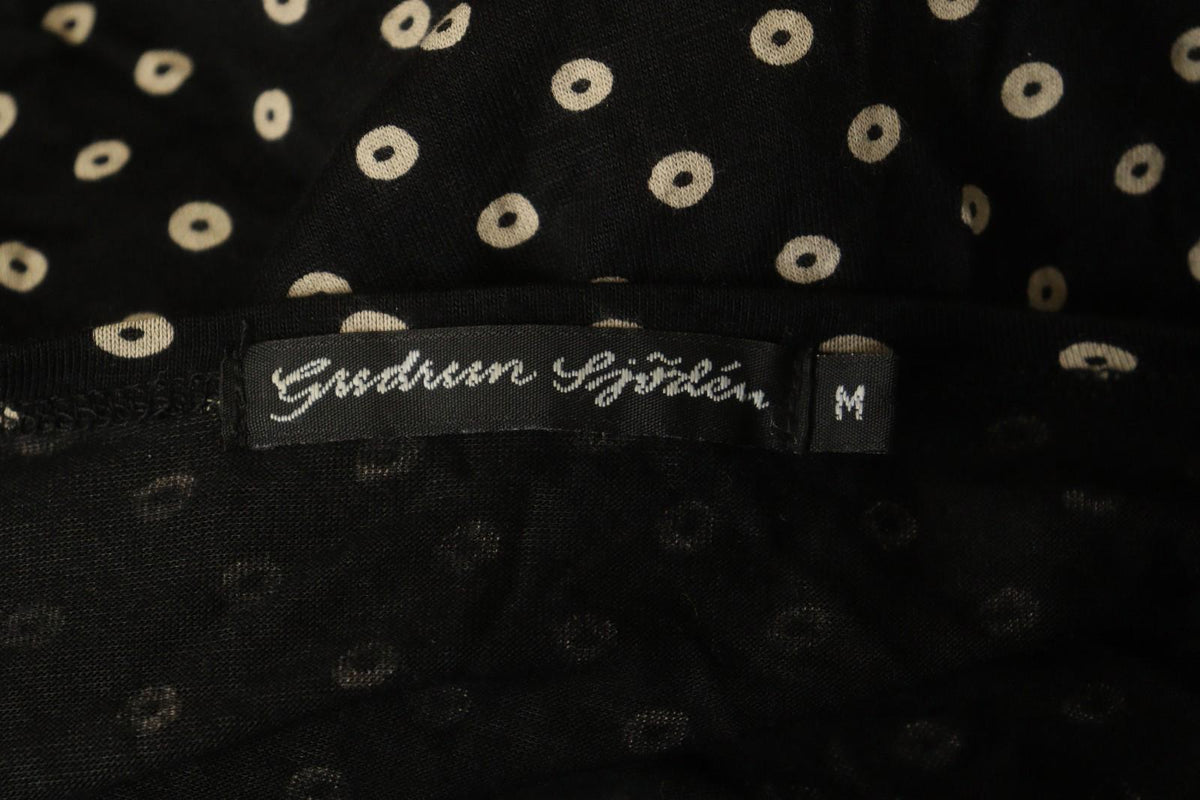 GUDRUN SJODEN Black Polka Dot Modal Long Sleeve Tie Waist Wrap Dress – Size M