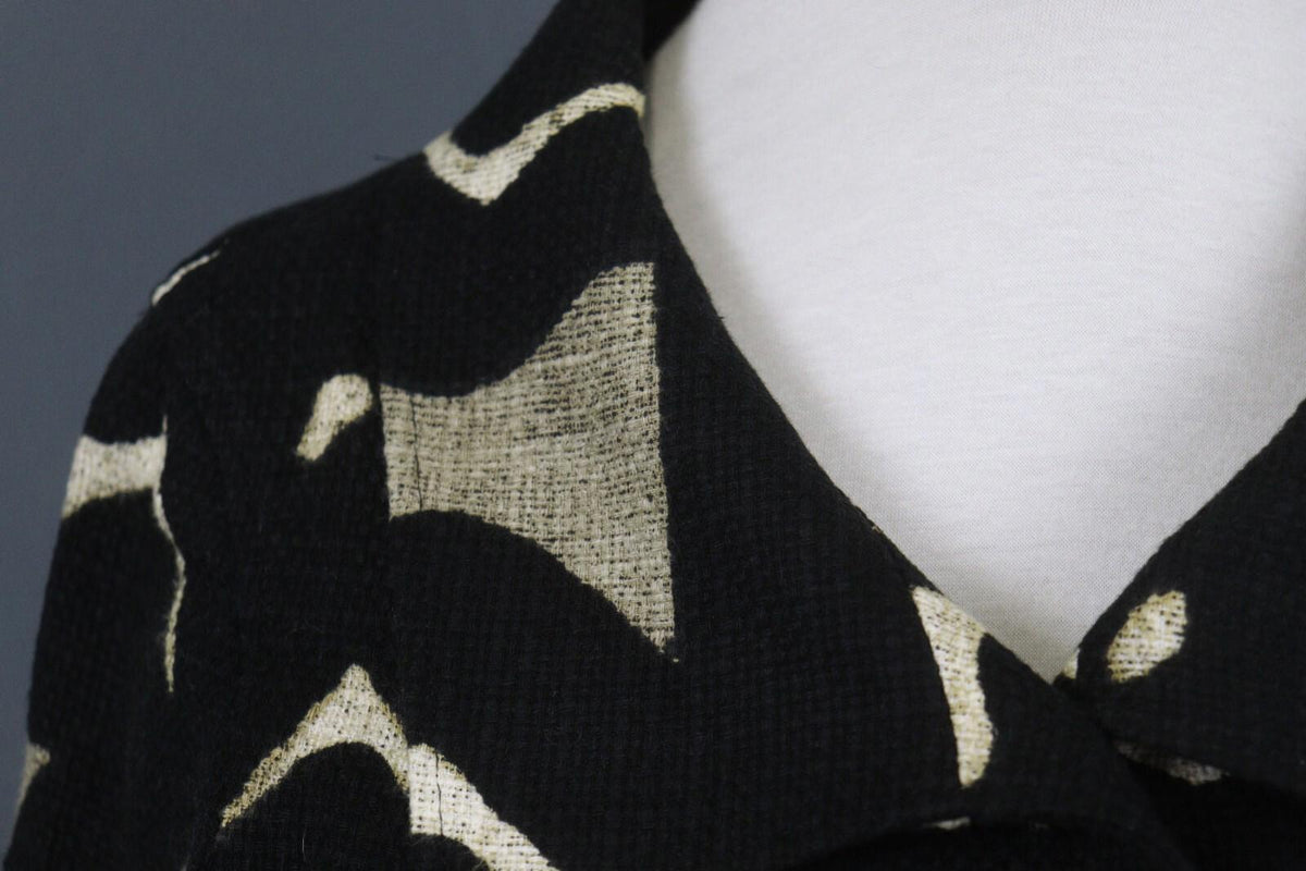 MAX MARA Black Abstract Print 3/4 Sleeve Button Front Blazer Jacket Coat – Size 6