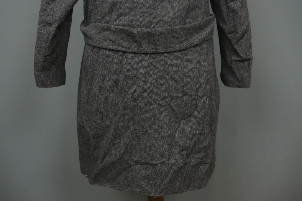 ANNETTE GOERTZ Gray Herringbone Wool Long Sleeve Button Front Long Coat – Size 38