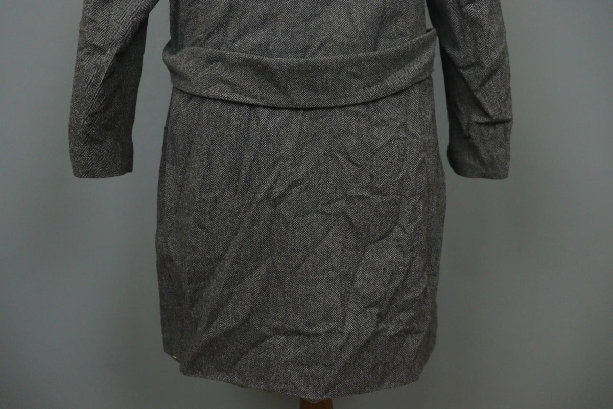 ANNETTE GOERTZ Gray Herringbone Wool Long Sleeve Button Front Long Coat – Size 38