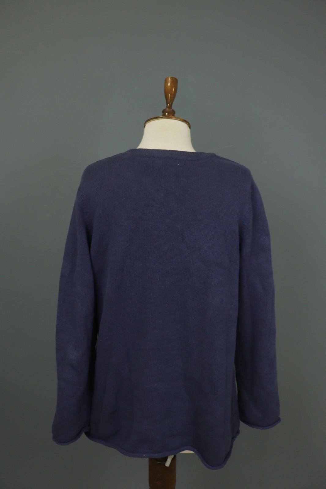 GUDRUN SJODEN Blue Cotton Knitted Long Sleeve Round Neck Pullover Sweater – Size M