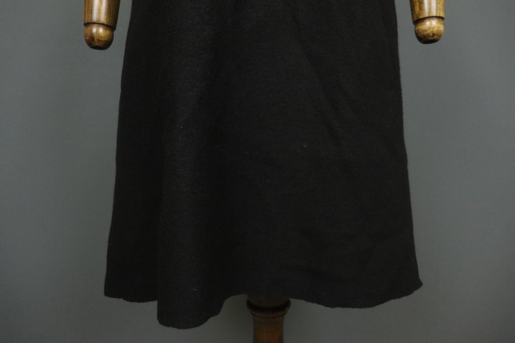 HANNES ROETHER Black 100% Wool Cap Sleeve Crew Neck Pullover Sheath Dress – Size S