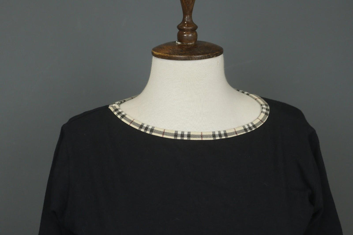BURBERRY London Black Cotton Long Sleeve Round Neck Pullover Knit Top – Size M
