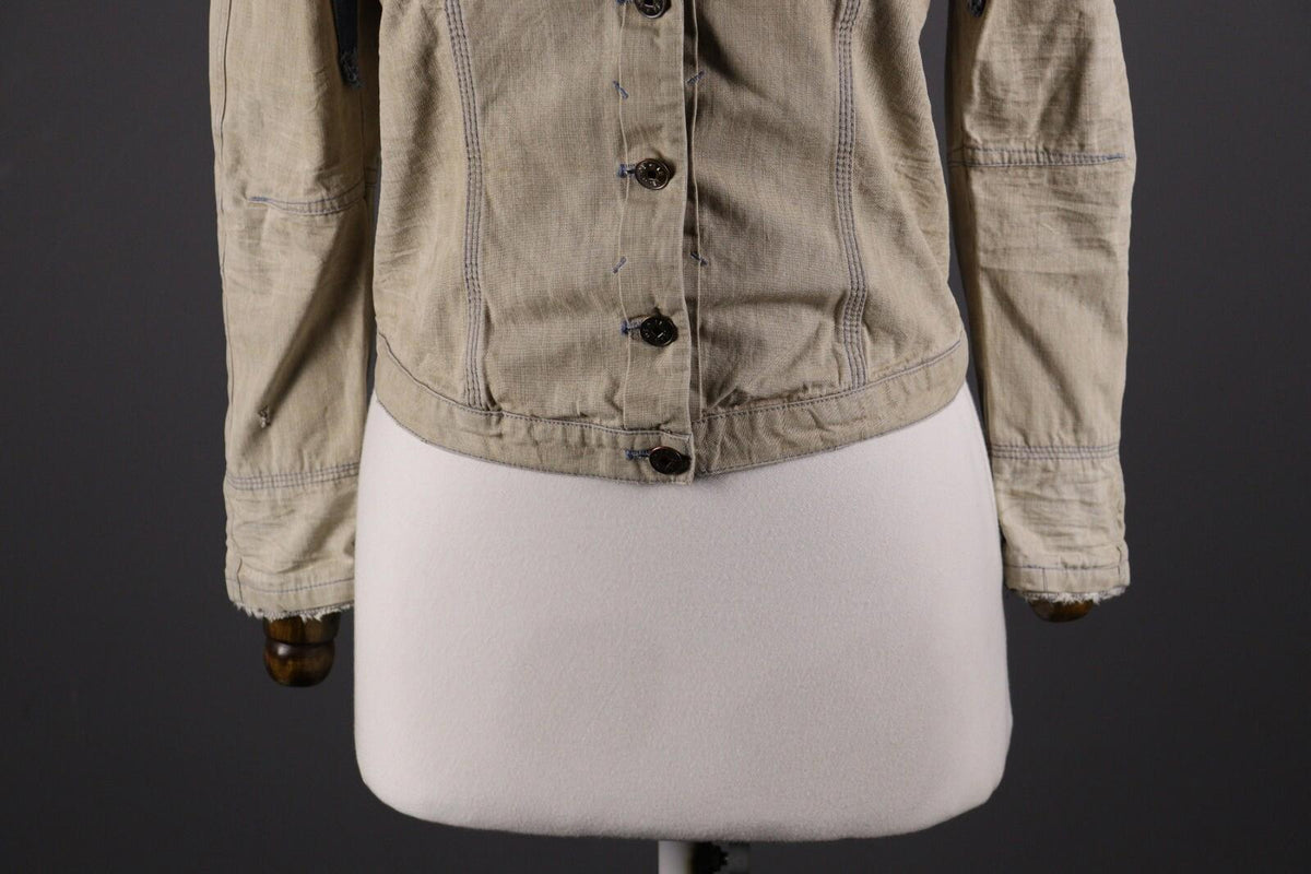 MARITHE FRANCOIS GIRBAUD Beige Denim Button Down Jacket – Size USA 27
