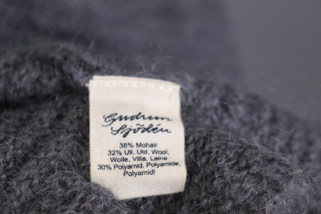 GUDRUN SJODEN Gray Ribbed Mohair Wool Cape Wrape Cardigan Sweater – Size XL