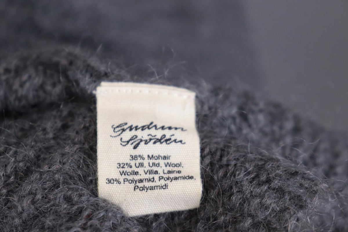 GUDRUN SJODEN Gray Ribbed Mohair Wool Cape Wrape Cardigan Sweater – Size XL