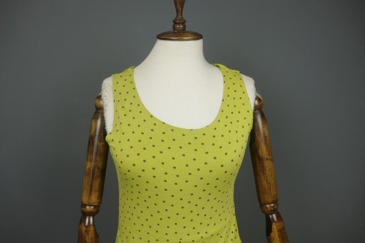 GUDRUN SJODEN Yellow Polka Dot Sleeveless Scoop Neck Pullover Tank Dress – Size S