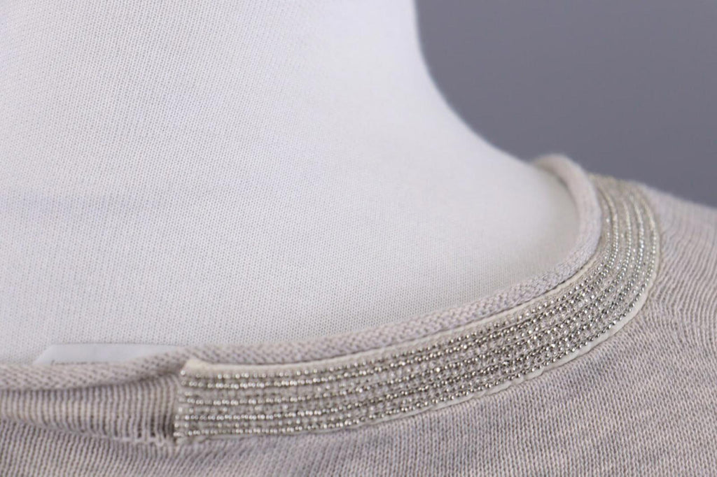 FABIANA FILIPPI Beige Knit V-Neck Relaxed Sweater – Size S