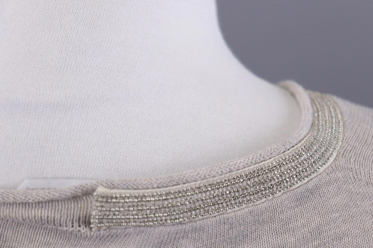 FABIANA FILIPPI Beige Knit V-Neck Relaxed Sweater – Size S