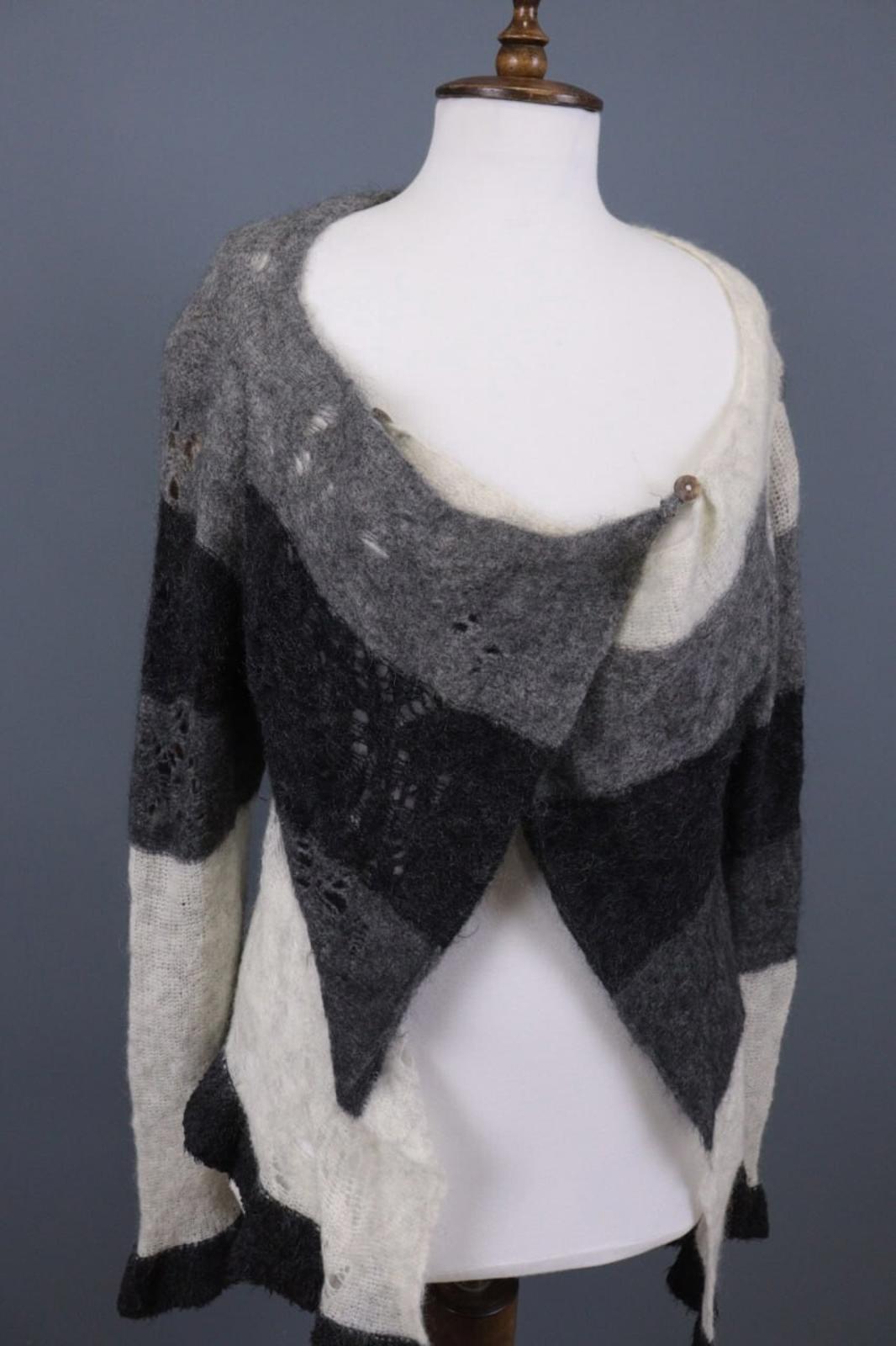 SARAH PACINI Multicolor Colorblock Mohair Wool Knit Cape Cardigan One Size