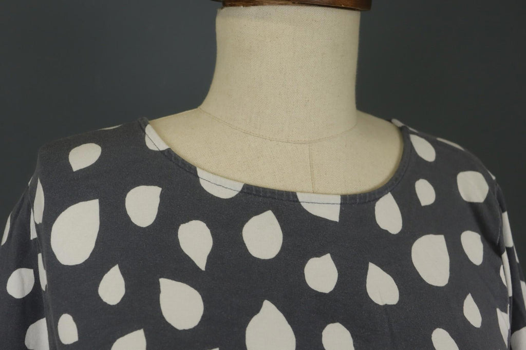MARIMEKKO Gray White Polka Dot Viscose Long Sleeve Pullover Shift Dress – Size M