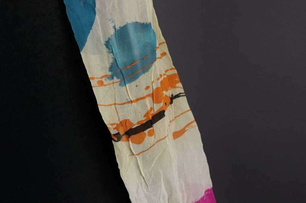 CUSTO BARCELONA Multicolor Abstract Silk Lagenlook Long Sleeve Top Shirt – Size 2