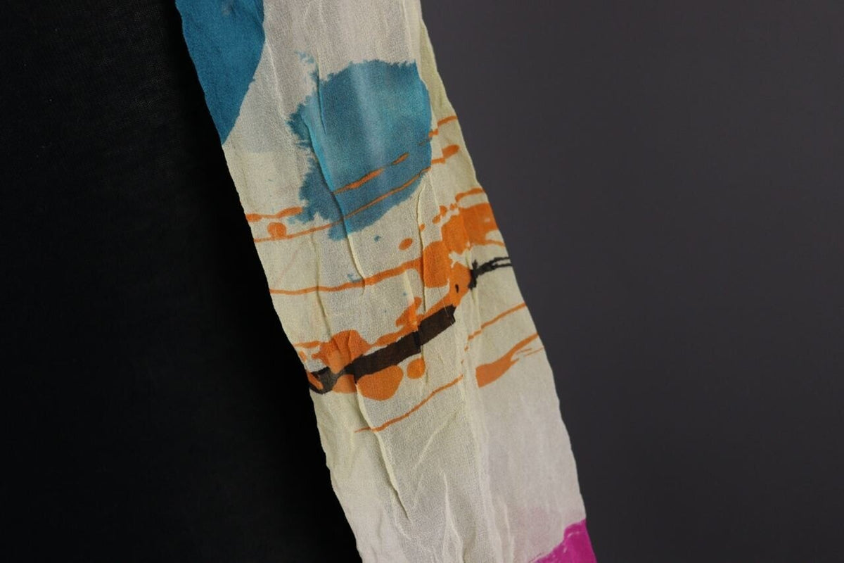 CUSTO BARCELONA Multicolor Abstract Silk Lagenlook Long Sleeve Top Shirt – Size 2
