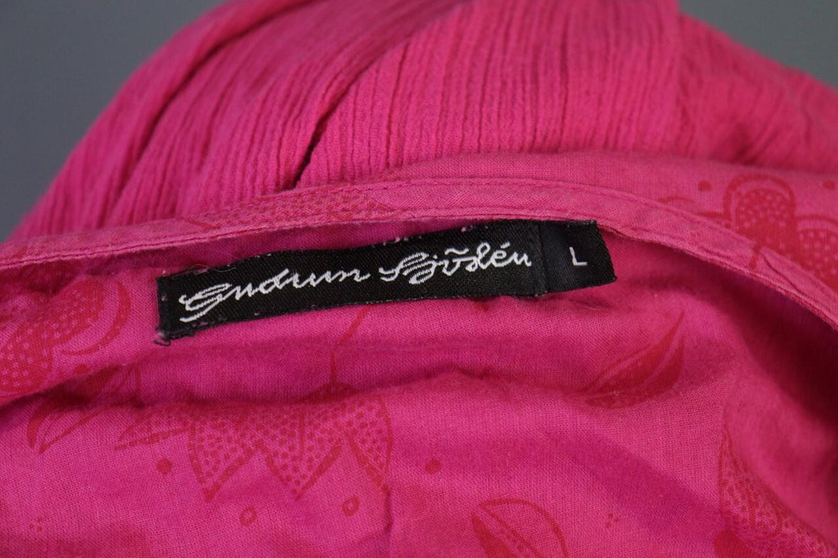 GUDRUN SJODEN Pink Henley 3/4 Sleeve Blouson Shirt Midi Dress – Size L