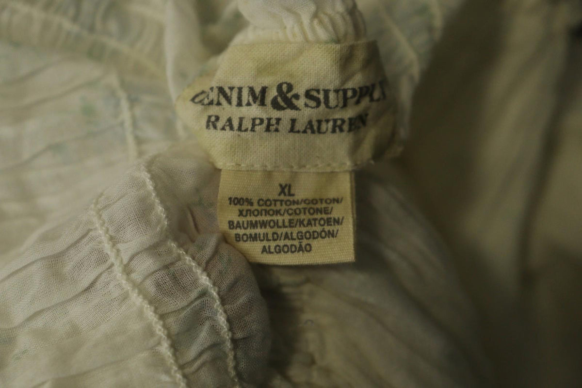 RALPH LAUREN Denim & Supply White Floral Spaghetti Strap Smocked Dress Sz XL