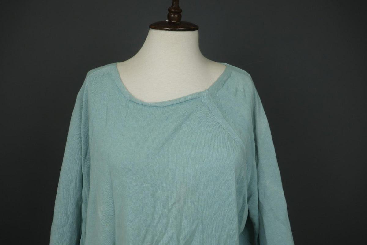 RUNDHOLZ DIP Green 100% Cotton Round Neck Long Sleeve Pullover Cropped Top OS