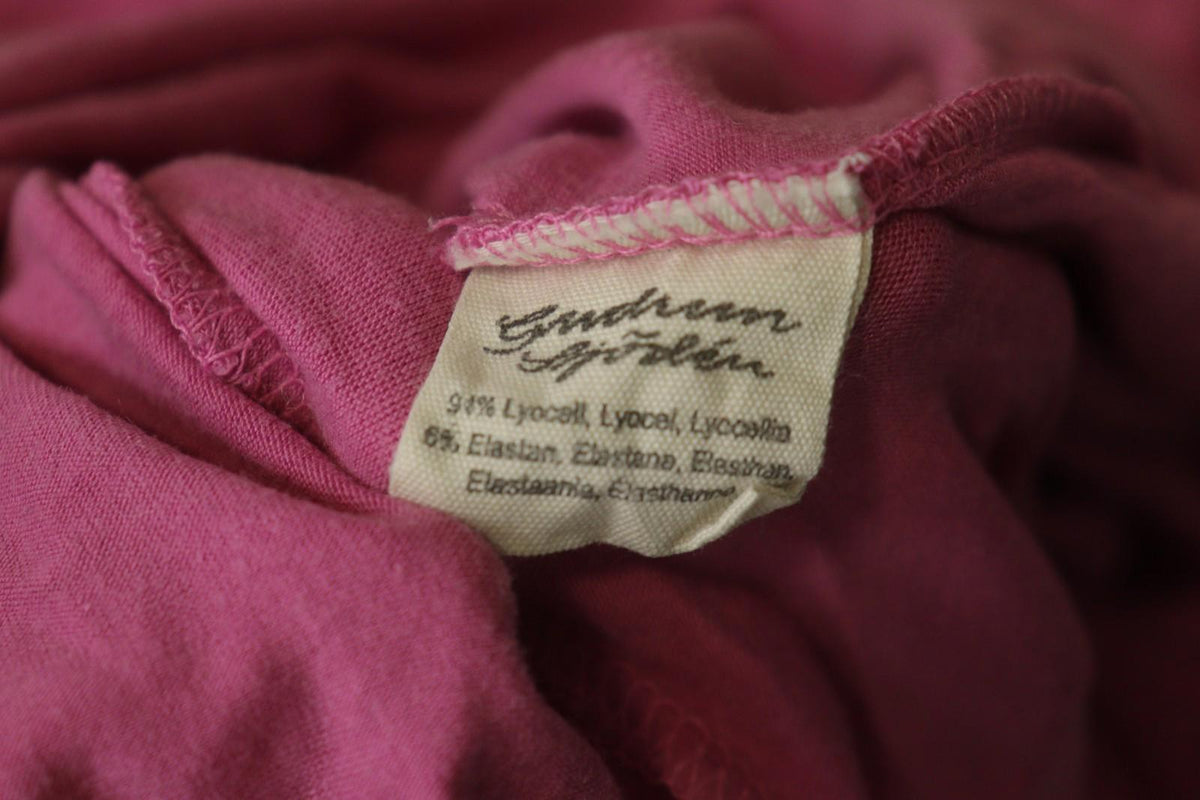 GUDRUN SJODEN Pink Lyocell Long Sleeve Round Neck Pullover T-Shirt Top – Size M
