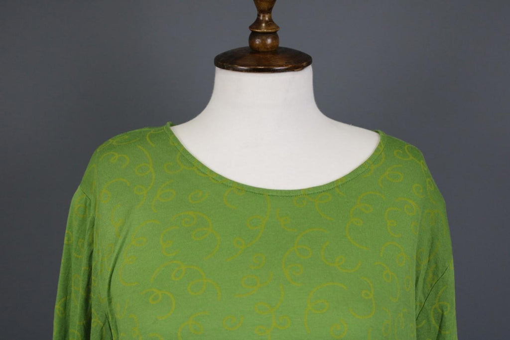 GUDRUN SJODEN Green Printed Round Neck Long Sleeve Pullover Blouse Top – Size XL