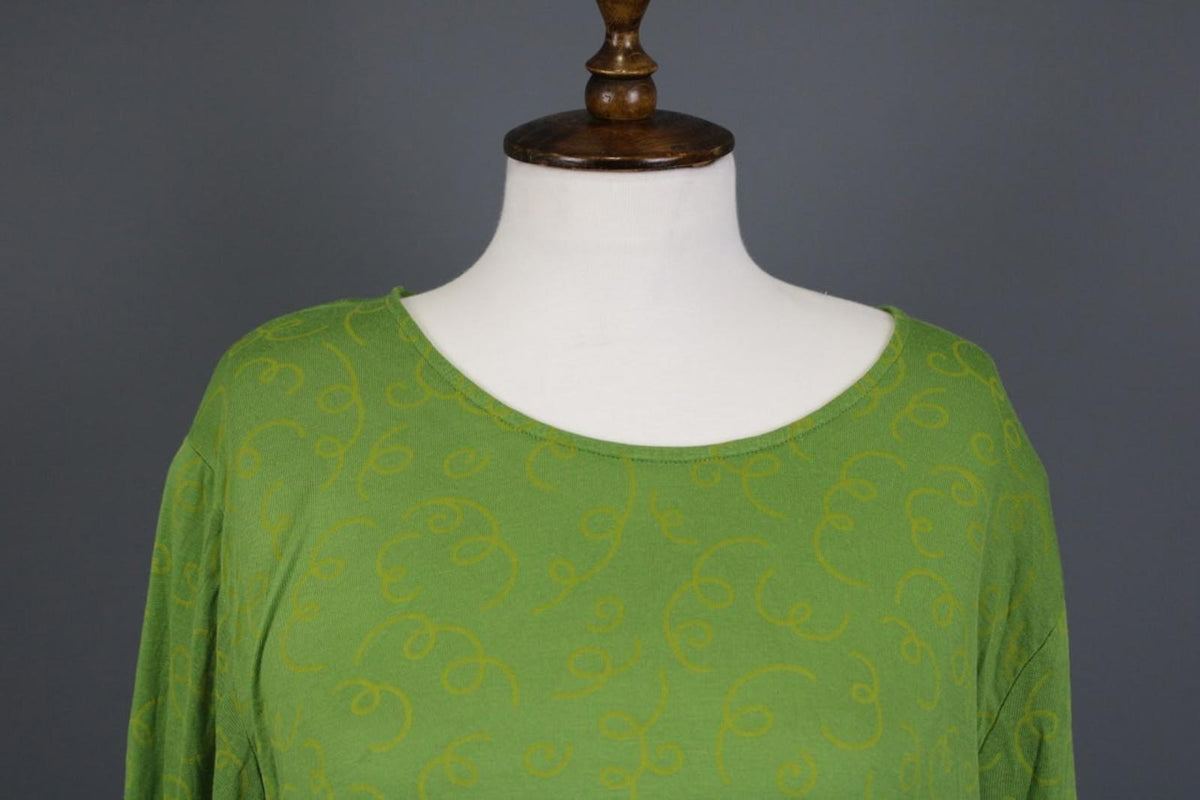 GUDRUN SJODEN Green Printed Round Neck Long Sleeve Pullover Blouse Top – Size XL