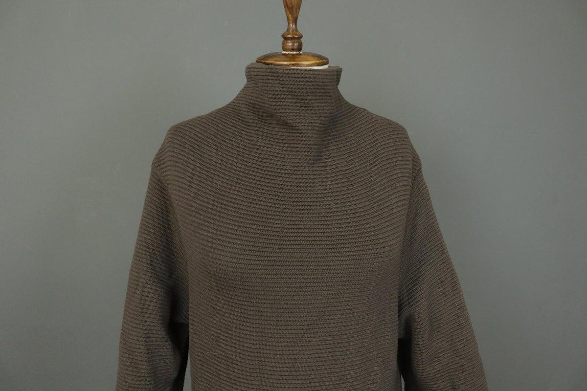 ANNETTE GORTZ Brown 100% Wool Tight Knit High Neck Pullover Sweater – Size XS
