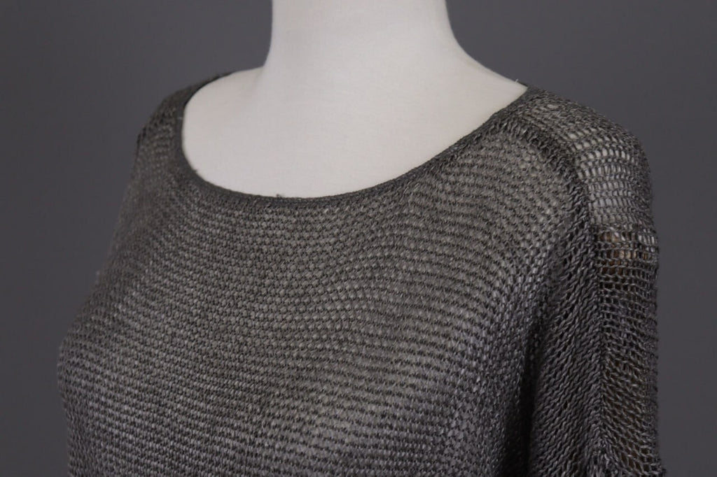 Denim & Supply Ralph Lauren Gray Open Knit Linen Crochet Knit Sweater – Size S