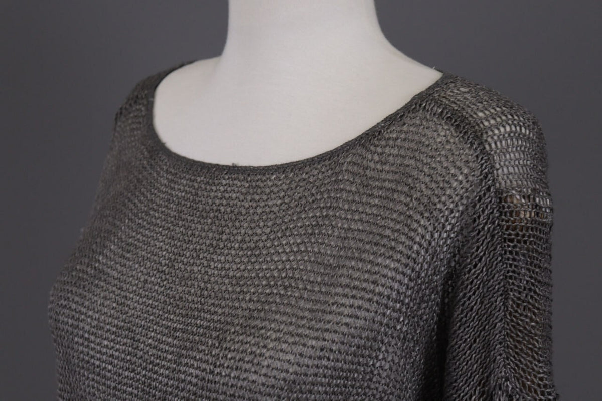 Denim & Supply Ralph Lauren Gray Open Knit Linen Crochet Knit Sweater – Size S