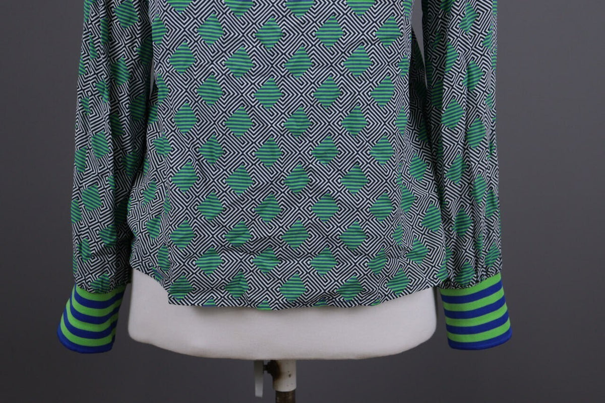 Emily Van Den Bergh Green Geometric Summer Long Sleeve Shirt Top – Size 38
