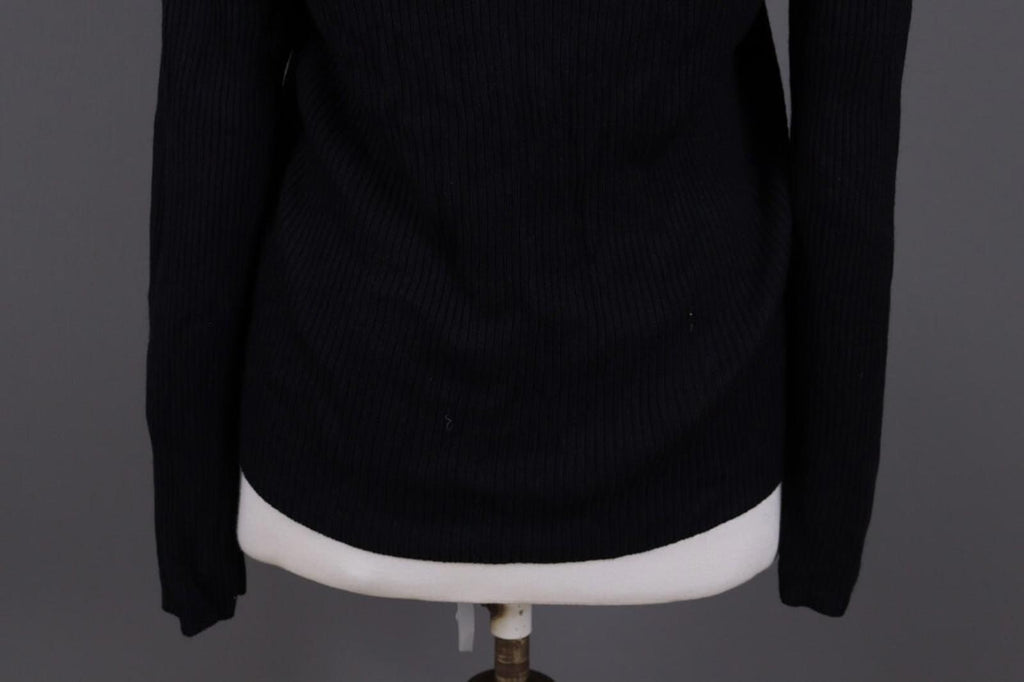 ANNETTE GORTZ Black Ribbed Cashmere Knit Cardigan Sweater – Size L