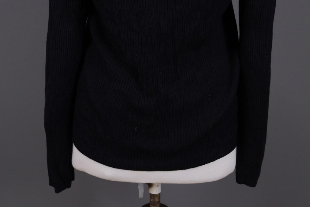 ANNETTE GORTZ Black Ribbed Cashmere Knit Cardigan Sweater – Size L