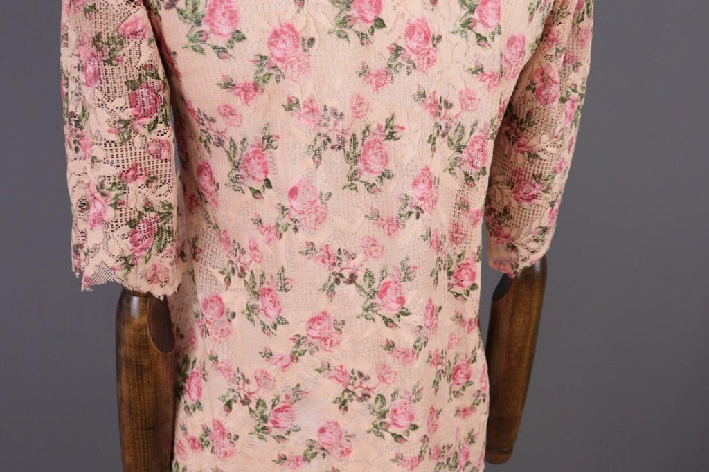 SEZANE Beige Floral Knit Mesh Short Sleeve Blouse Top Shirt – Size 36 / S
