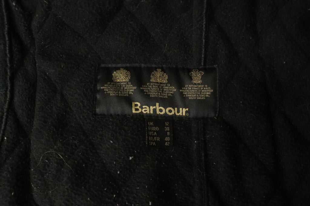 BARBOUR Black Belted Waist & Neck Long Sleeve Snap Front Quilted Jacket – Size 38