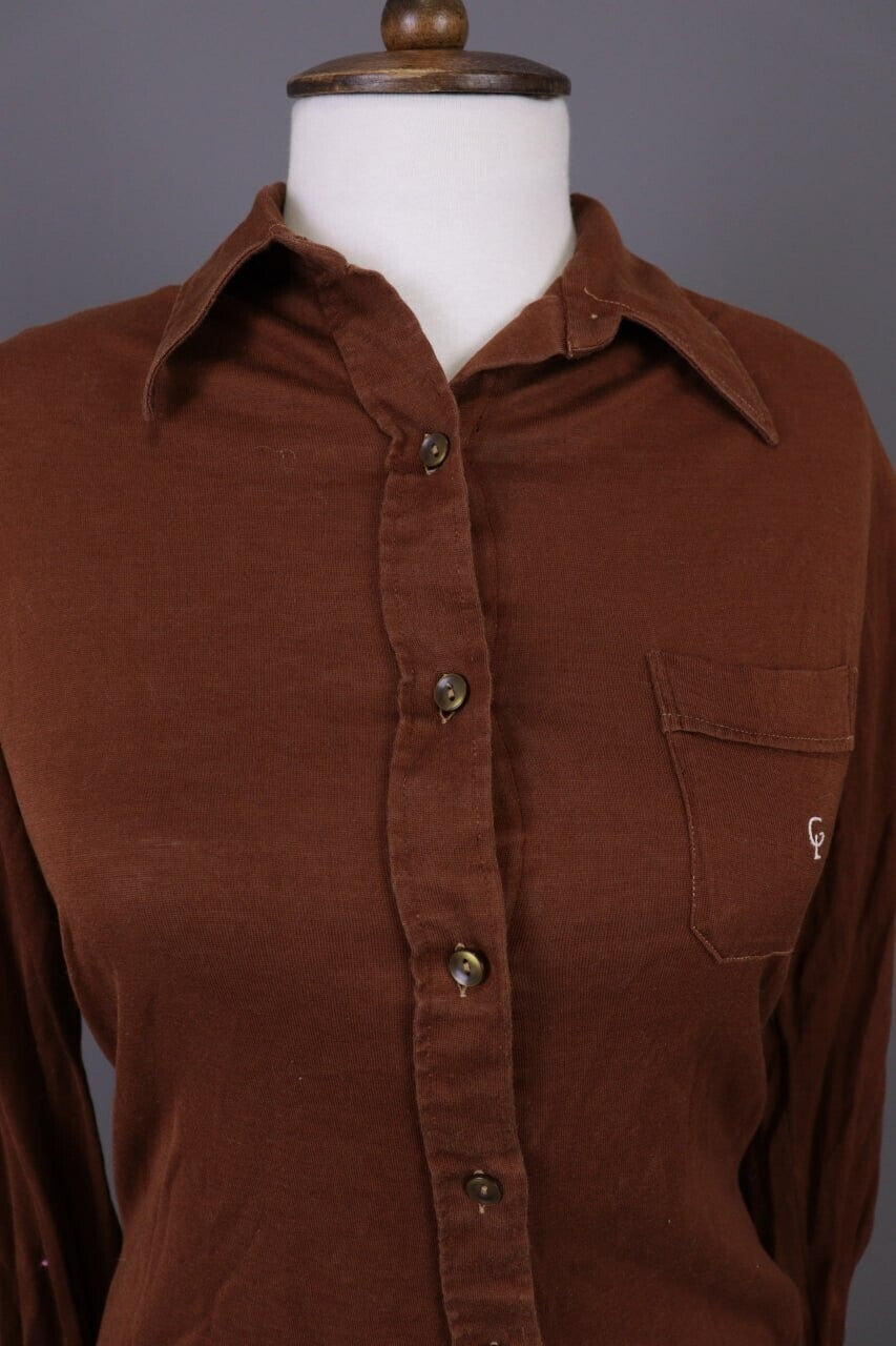 Vintage Guy Laroche Brown Long Sleeve Button Down Top Shirt – Size 44