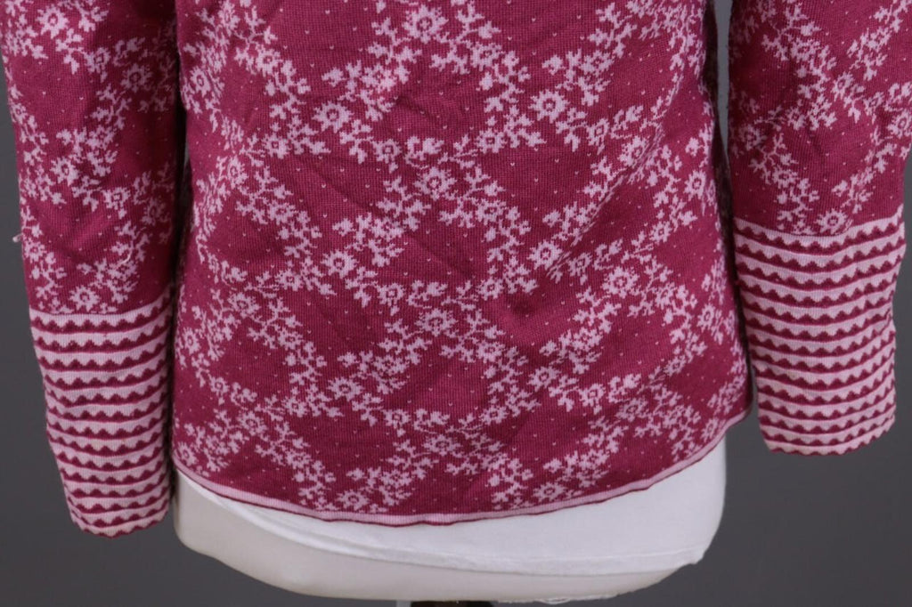 OLENA ESPELAND Pink Floral Wool Silk Knit Cardigan Sweater – Size M