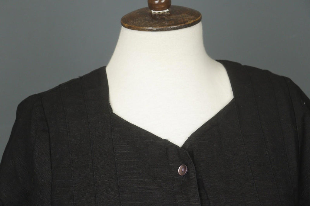 GUDRUN SJÖDEN Black Linen Pockets 3/4 Sleeve Button Front Blouse Top – Size S