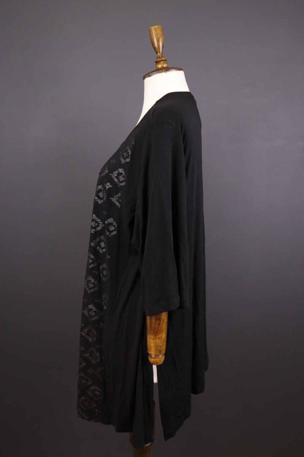 BARBARA SPEER Black Lagenlook Oversize Kaftan Midi Dress Tunic – Size L