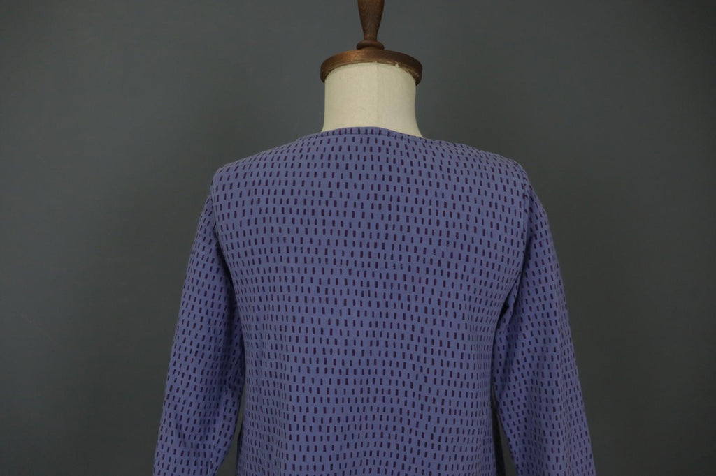 GUDRUN SJODEN Blue Striped Cotton Round Neck Long Sleeve Shift Dress – Size S