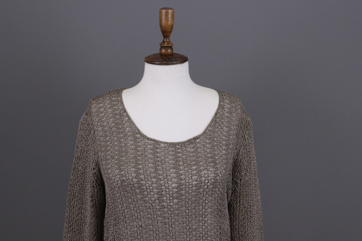 Oska Brown Lagenlook Relaxed Linen Knit Pullover Sweater – Size 2 / M