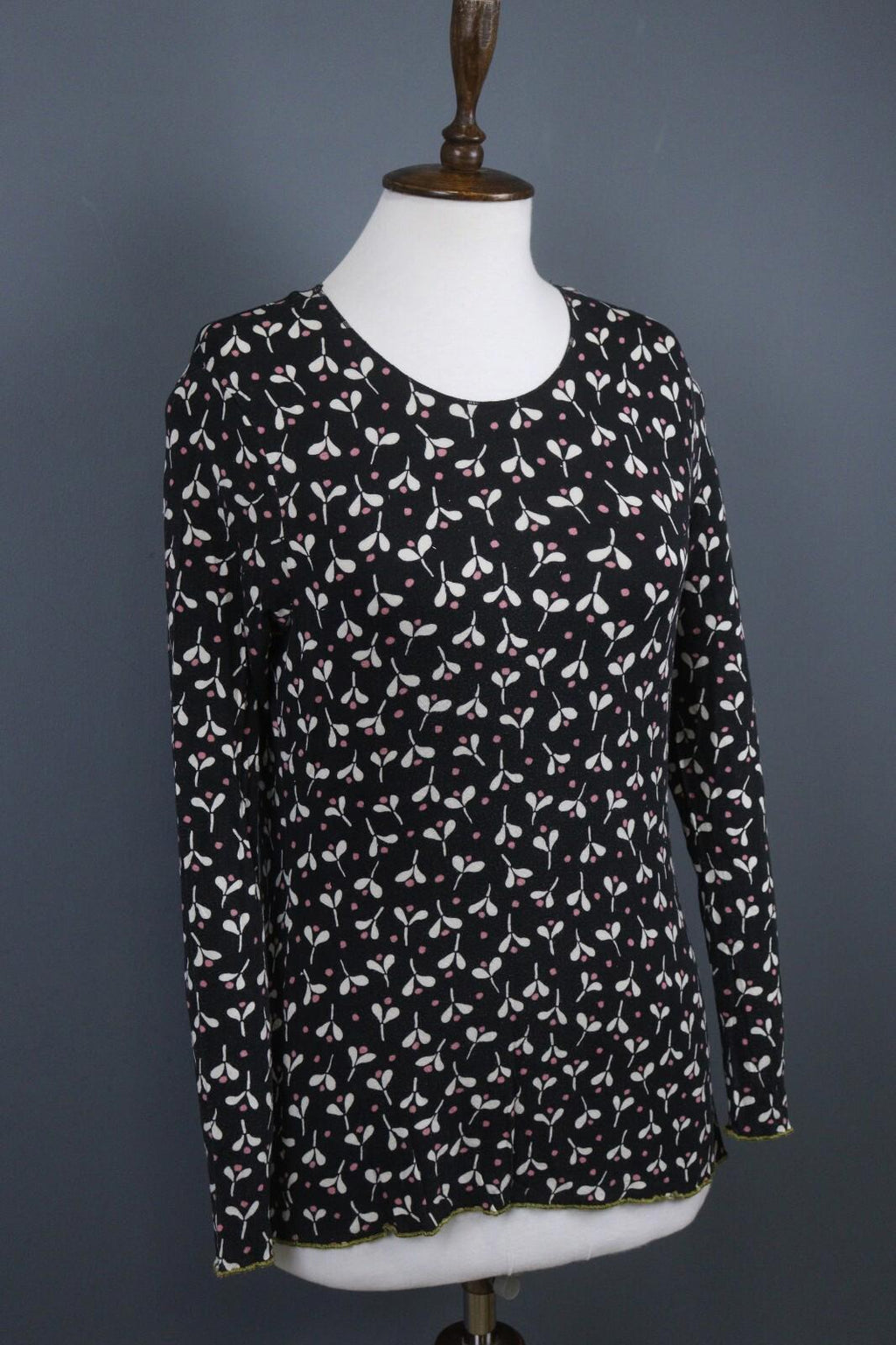 GUDRUN SJODEN Black Geometric Long Sleeve Top Blouse – Size S
