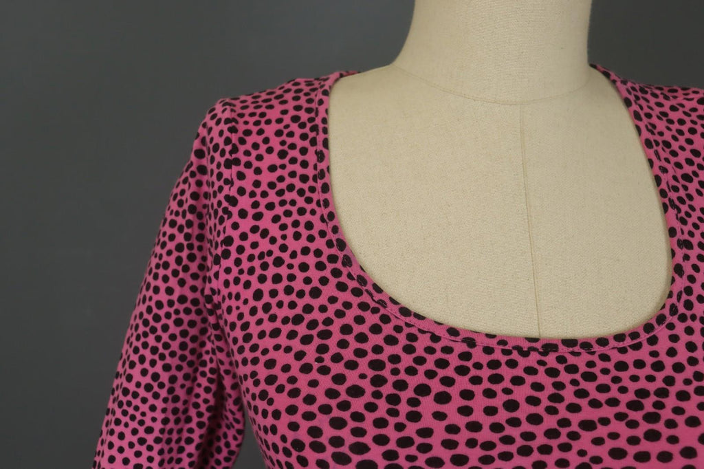 MARIMEKKO Pink Polka Dot Cotton Long Sleeve Scoop Neck Sheath Dress – Size S