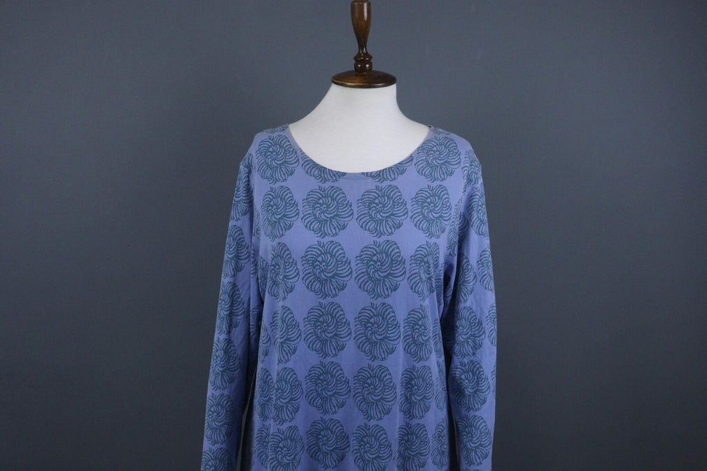MARIMEKKO Blue Geometric Pattern Long Sleeve Long Maxi Dress – Size XL