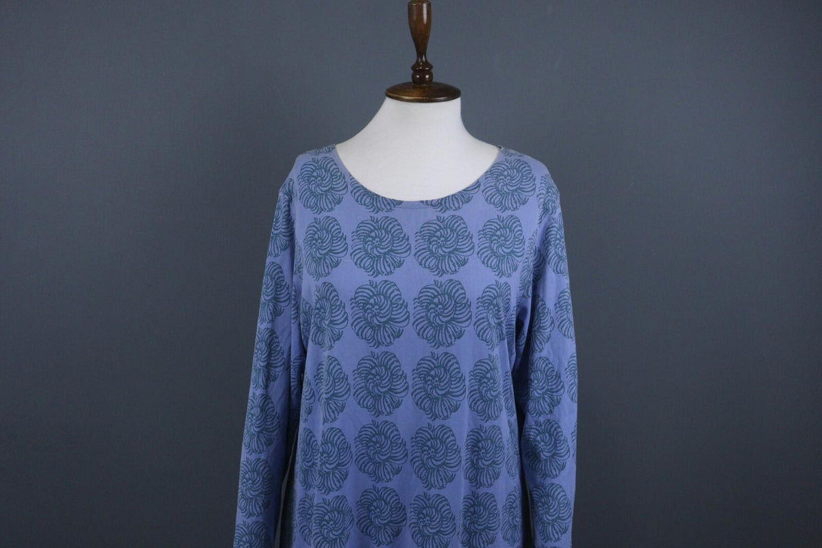MARIMEKKO Blue Geometric Pattern Long Sleeve Long Maxi Dress – Size XL