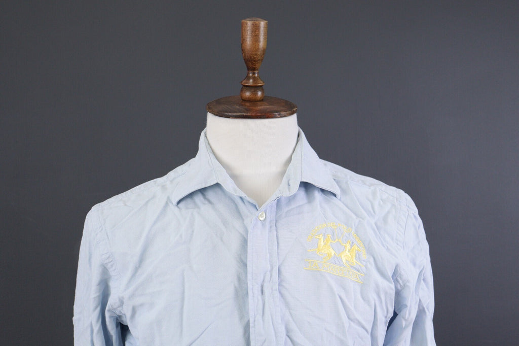 La Martina Buenos Aires Blue Solid Long Sleeve Dress Shirt – Size XL 43